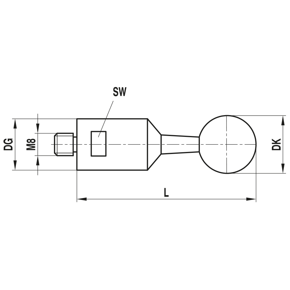 Drawing of product KN M8 300 24 145