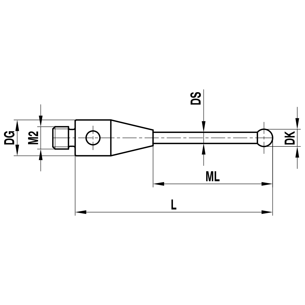 Drawing of product M2 Straight Stylus; DK 1.0 mm; L 10.5 mm