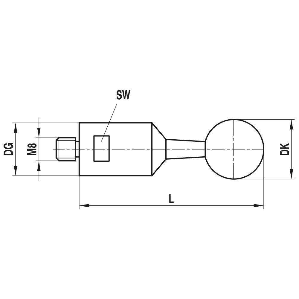 Drawing of product KN M8 200 24 135